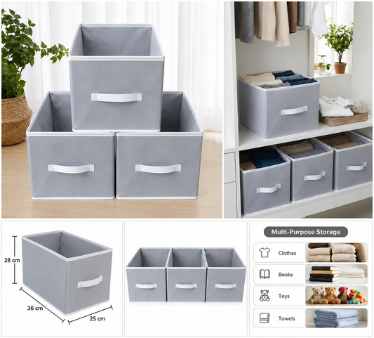 Premium Foldable Storage basket (Pack of 3)