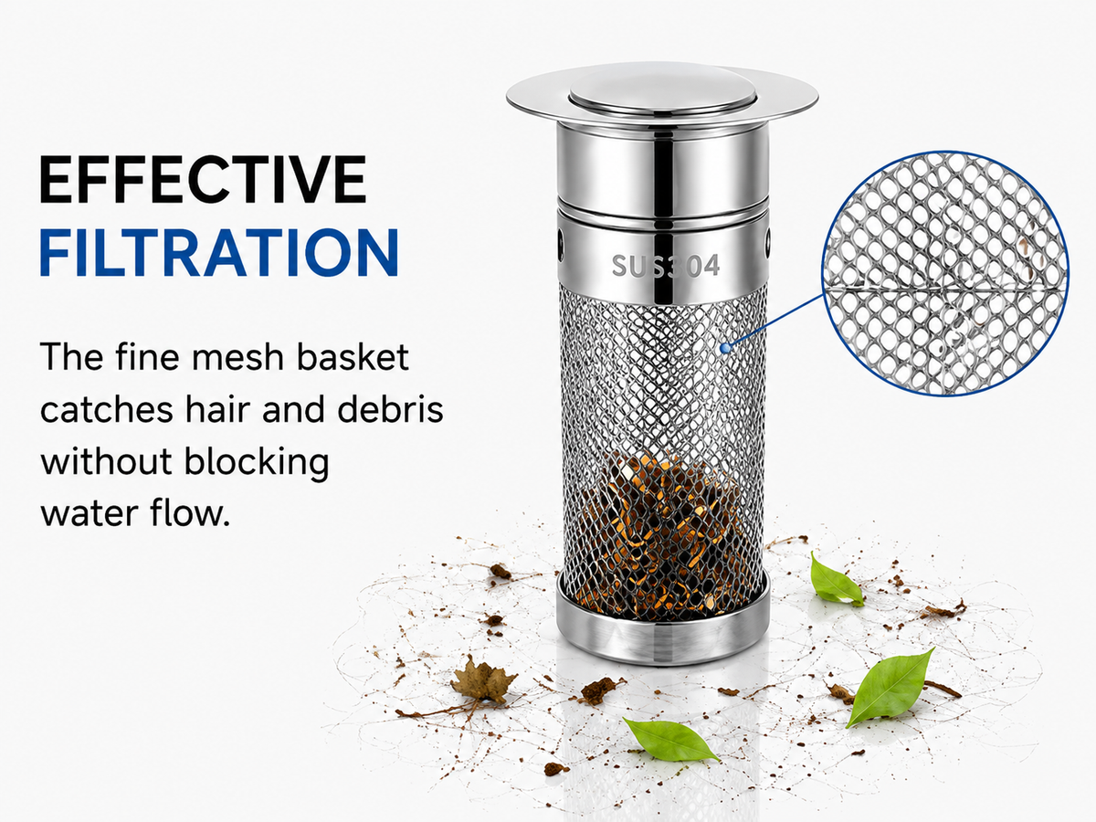 Removable Stainless Steel Drain Stopper Plug for Kitchen & Bathroom