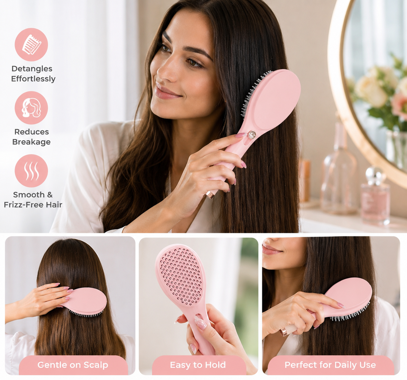 Self Cleaning Hairbrush 2 in 1 Comb (Pack of 1)