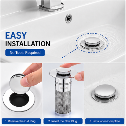 Removable Stainless Steel Drain Stopper Plug for Kitchen & Bathroom