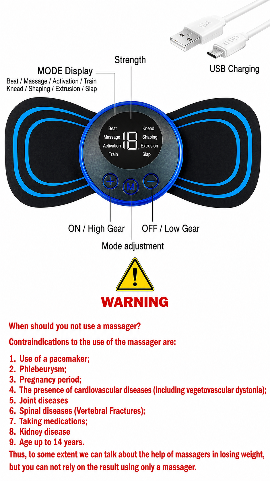 Portable Mini Massager – USB Rechargeable EMS