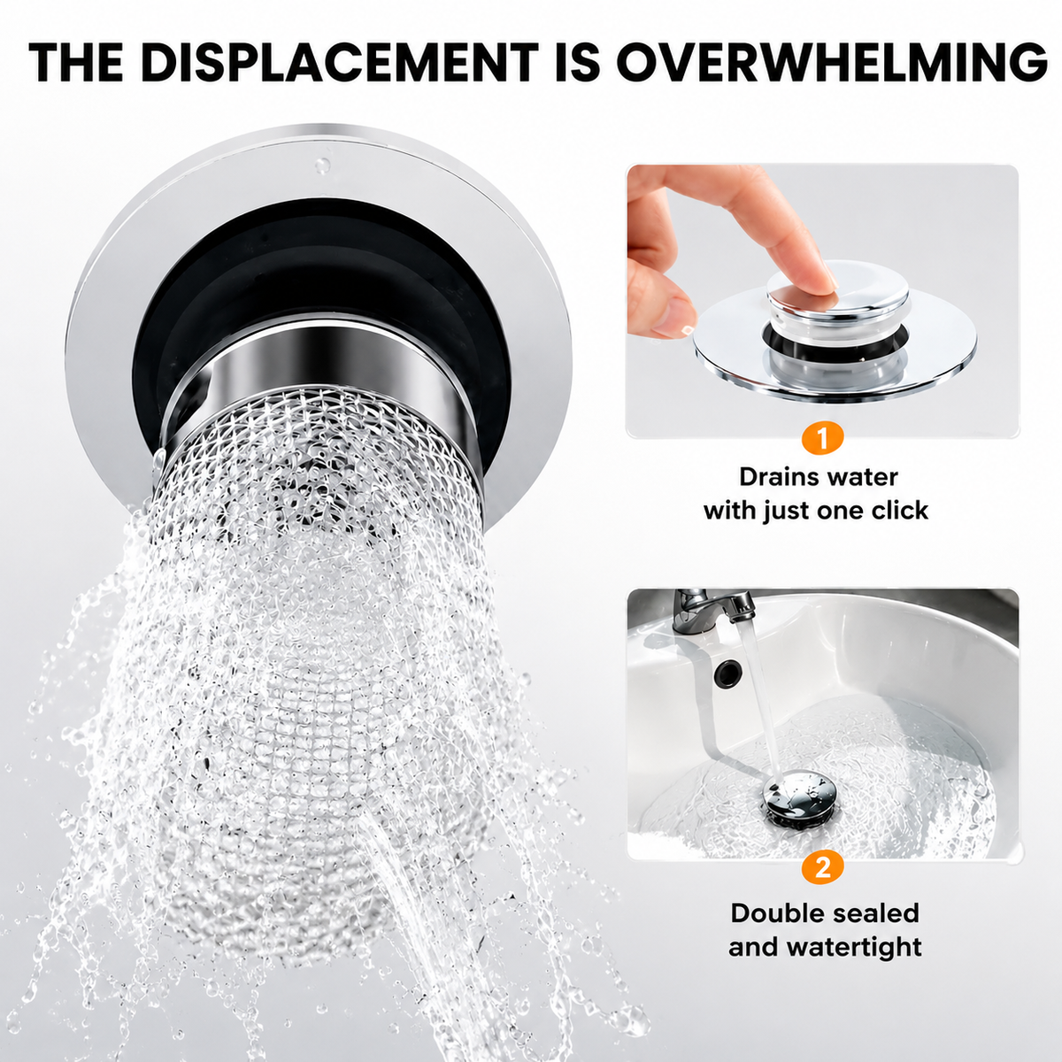 Removable Stainless Steel Drain Stopper Plug for Kitchen & Bathroom