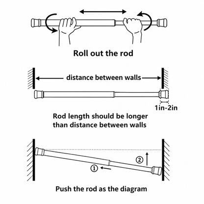 Drill-Free Multifunctional Adjustable Rod for Curtains & Clothes