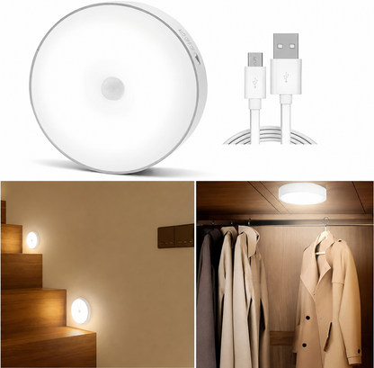 Wireless Motion Sensor LED Night Light for Home with USB Charging (Pack of 2)
